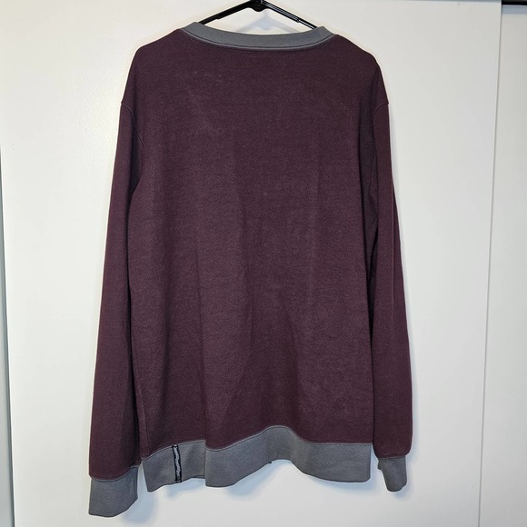 Vans Maroon V-Neck Academia Colorblock Button Front Cardigan Sweater Mens Lg - Picture 2 of 6